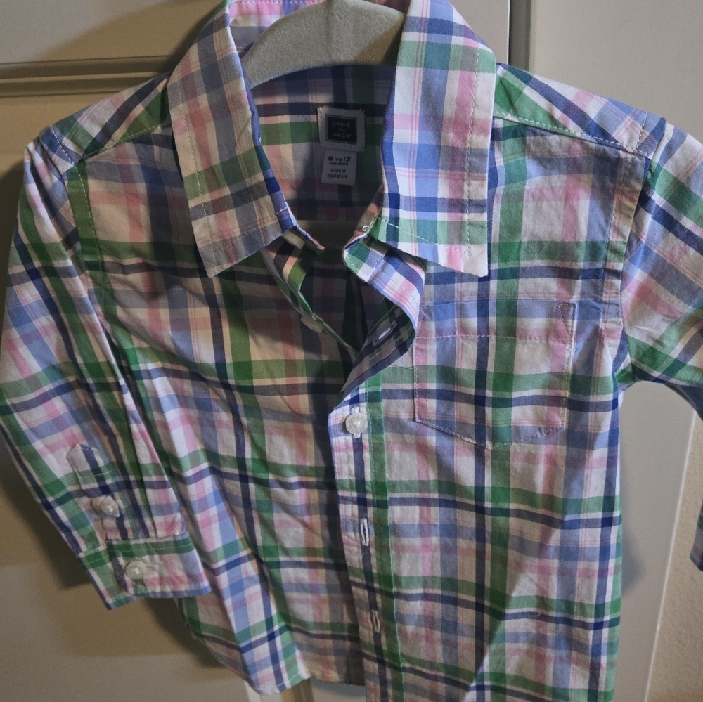 EUC Janie And Jack Colorful Plaid Button-Up Shirt